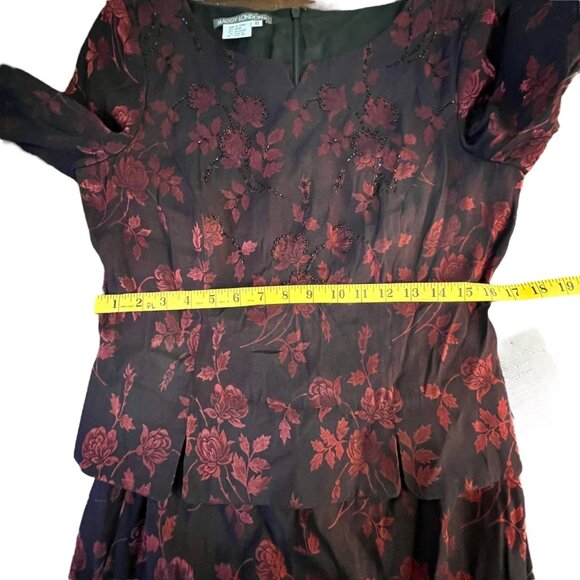 NWT Vintage Maggie London Roses Midi Dress Conservative Holiday Event Formal 10 - Picture 5 of 14